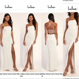 Loving Today Ivory Lace Lace-Up A-Line Maxi Dress